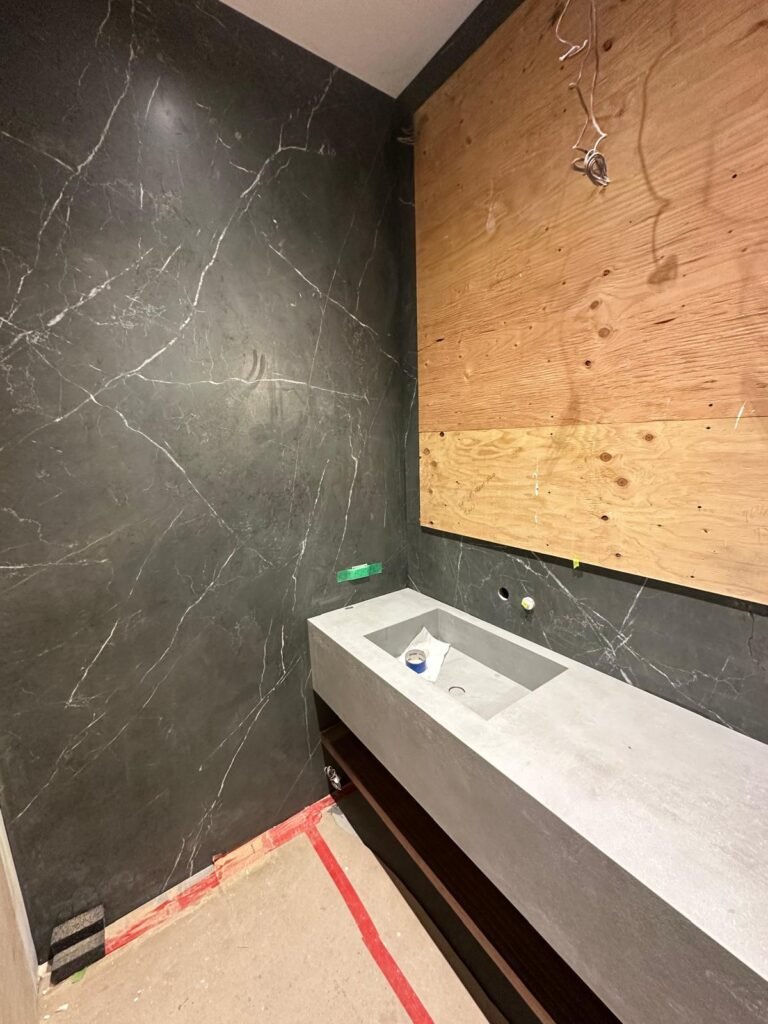 Bathroom Black Tile and Sink