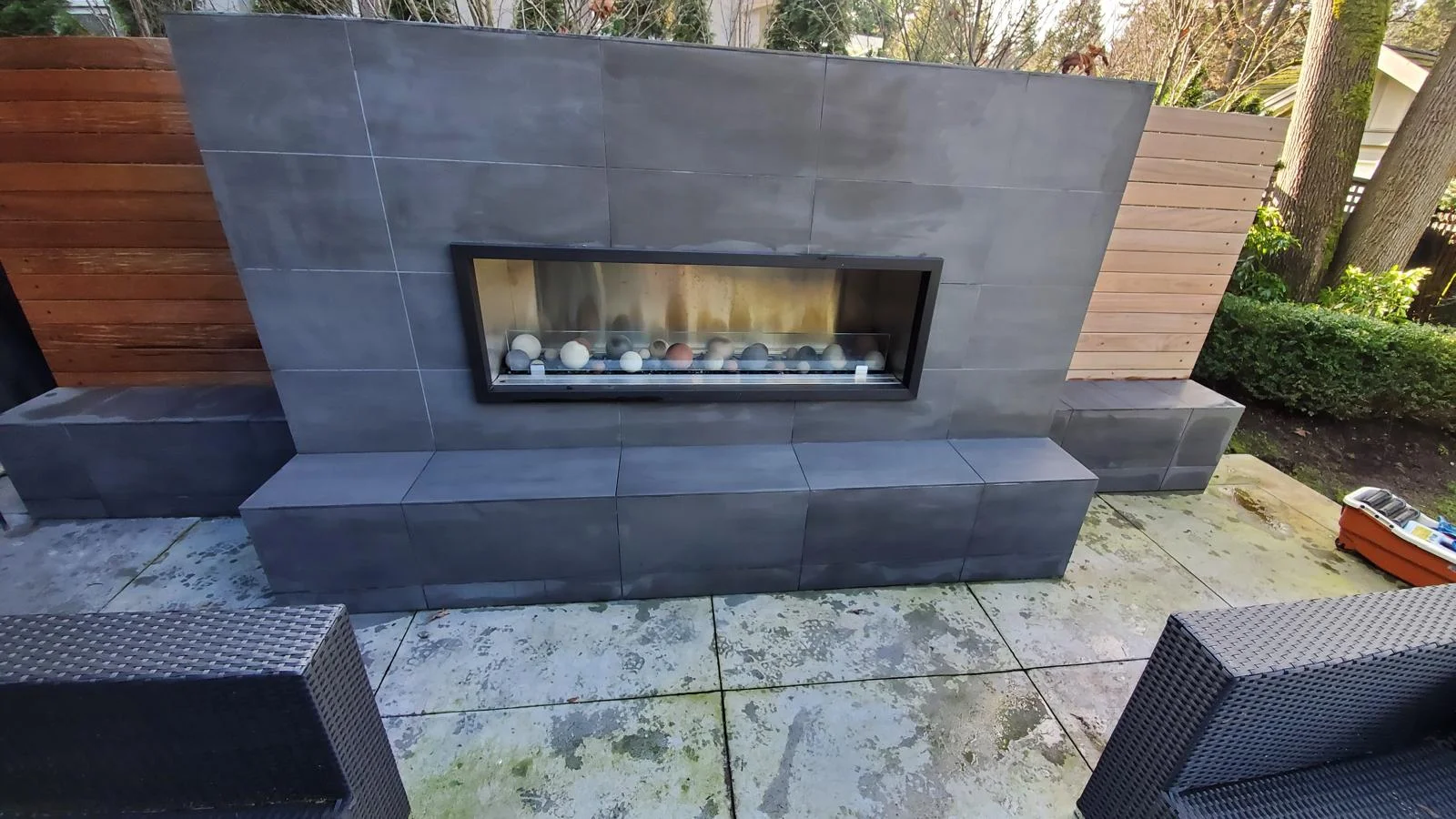 Fireplace tile installation